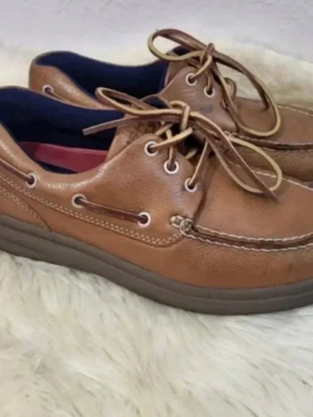 Hush Puppies ZeroG Leather Boat Shoes Men's 9 EW Brown Wide Comfort Oxfords